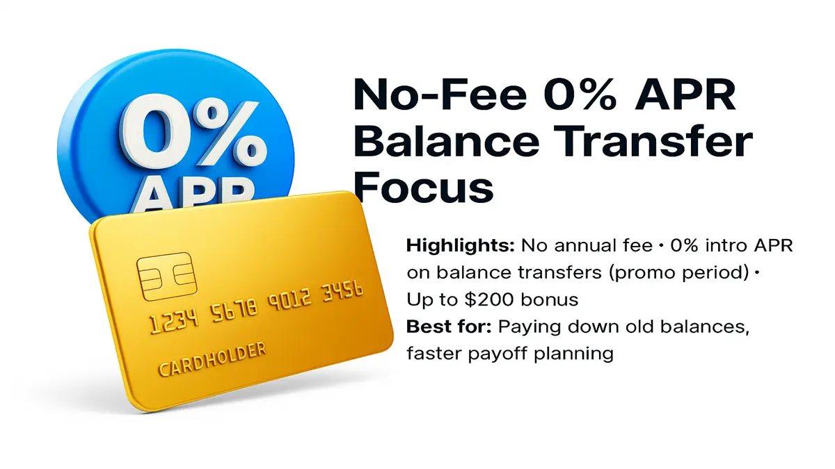 0% APR balance transfer credit card USA no annual fee