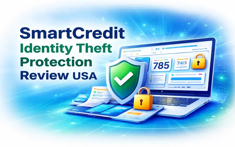 SmartCredit identity theft protection dashboard with credit monitoring alerts