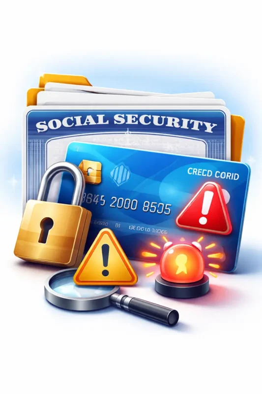 someone used my ssn to open a credit card identity theft protection and credit monitoring alert illustration