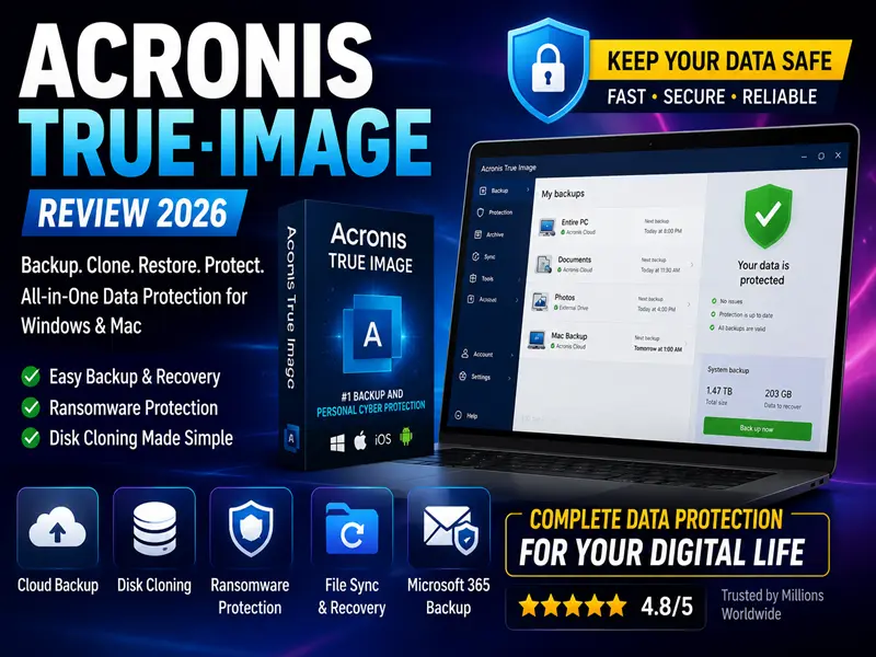 Acronis True Image Review backup software dashboard for Windows and Mac