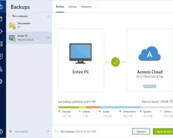 Acronis True Image Review dashboard with backup and recovery